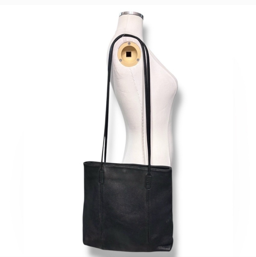 M. LONDON Black Full Grain Leather Tote Bag VINTAGE
